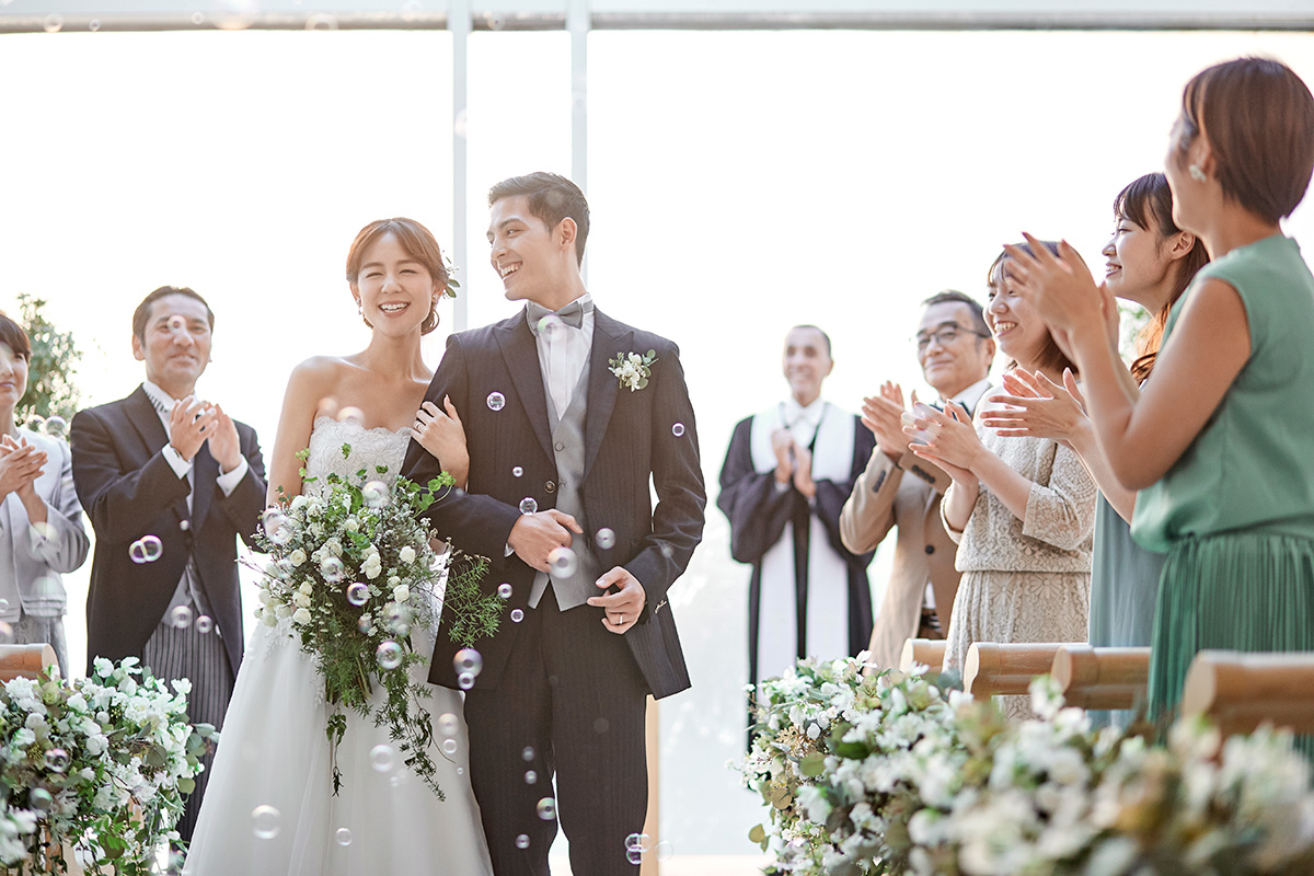 シャボン玉の演出も